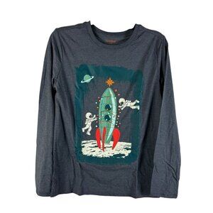Cat & Jack Boys Long Sleeve Pullover Rocket Astronaut Graphic T-Shirt Size XL